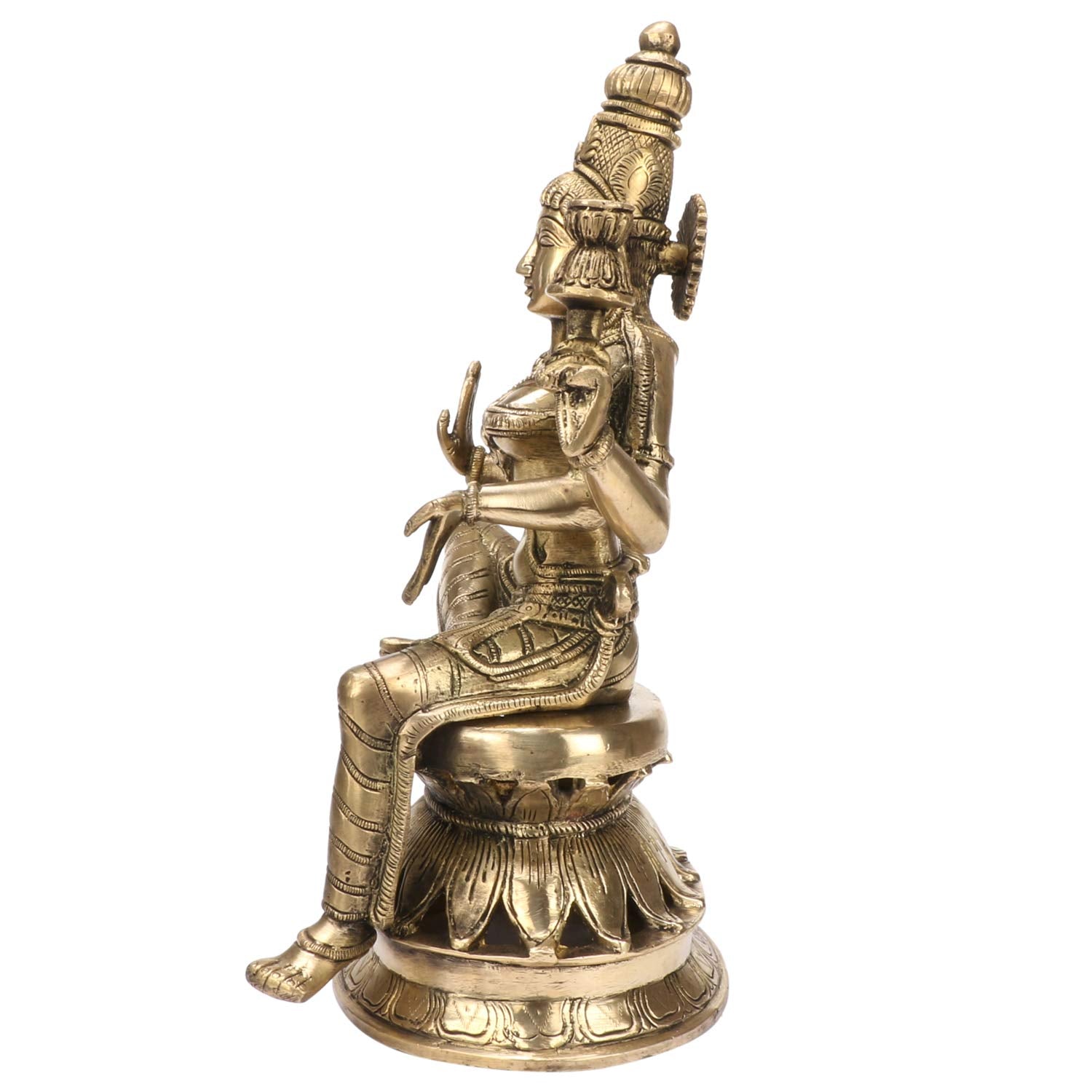Kartique Brass Idol Murti Of Laxmi On Lotus Pedestal | Laxhmi Padmavati Staue | Home Mandir Decor | Height 12 Inches (Gold)